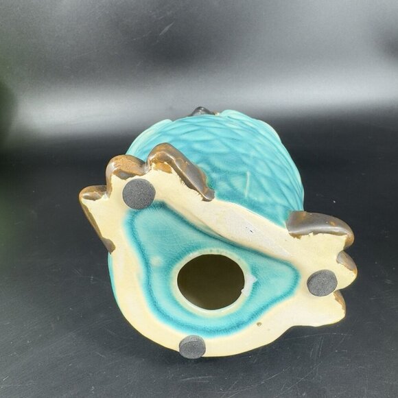 Whimsical Owl Bird Ceramic Figurine Decor Blue Crackled Glaze Figure Porcelain - Picture 7 of 10